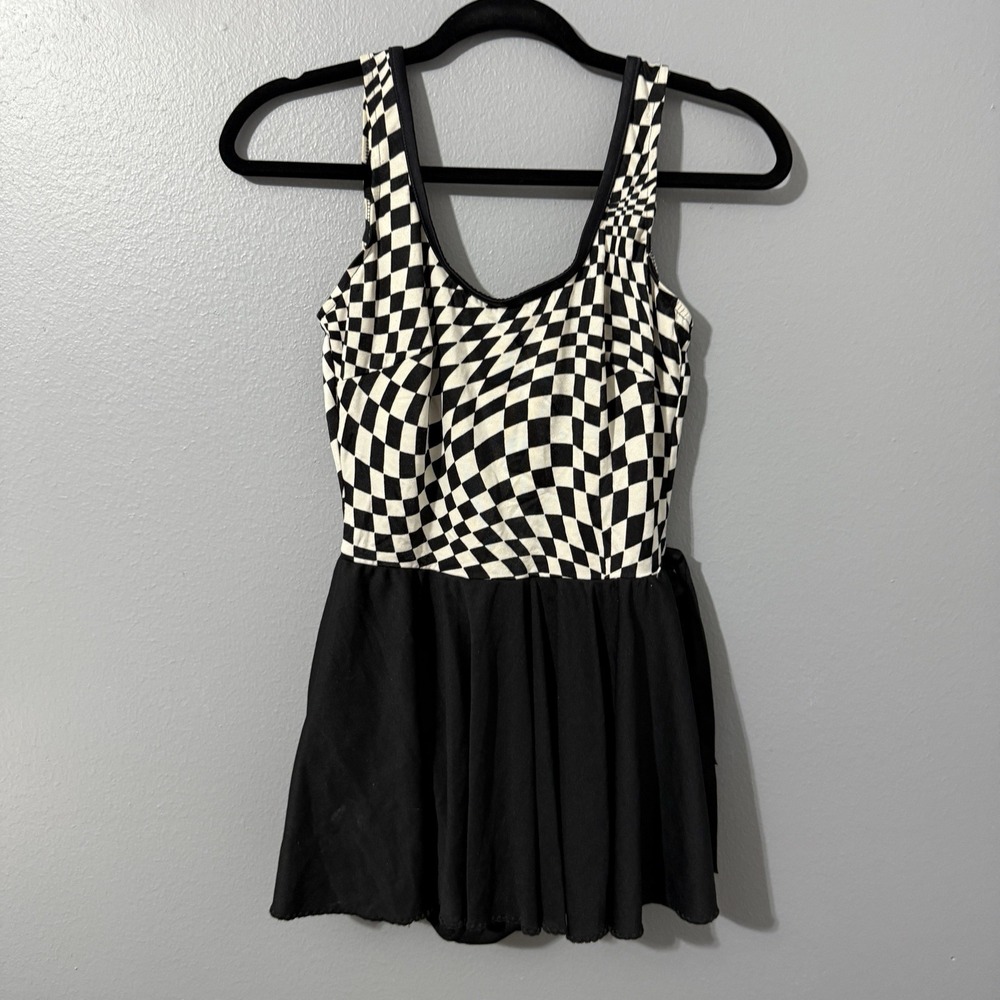 Vintage Swimsuit Size 14 Swim Dress Psychedelic‎ Check Swim Suit Union Made 90s